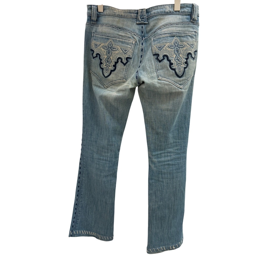 Antik Denim Jeans Womens 30 Blue Embroidered Whipstitch Straight Leg Boho USA